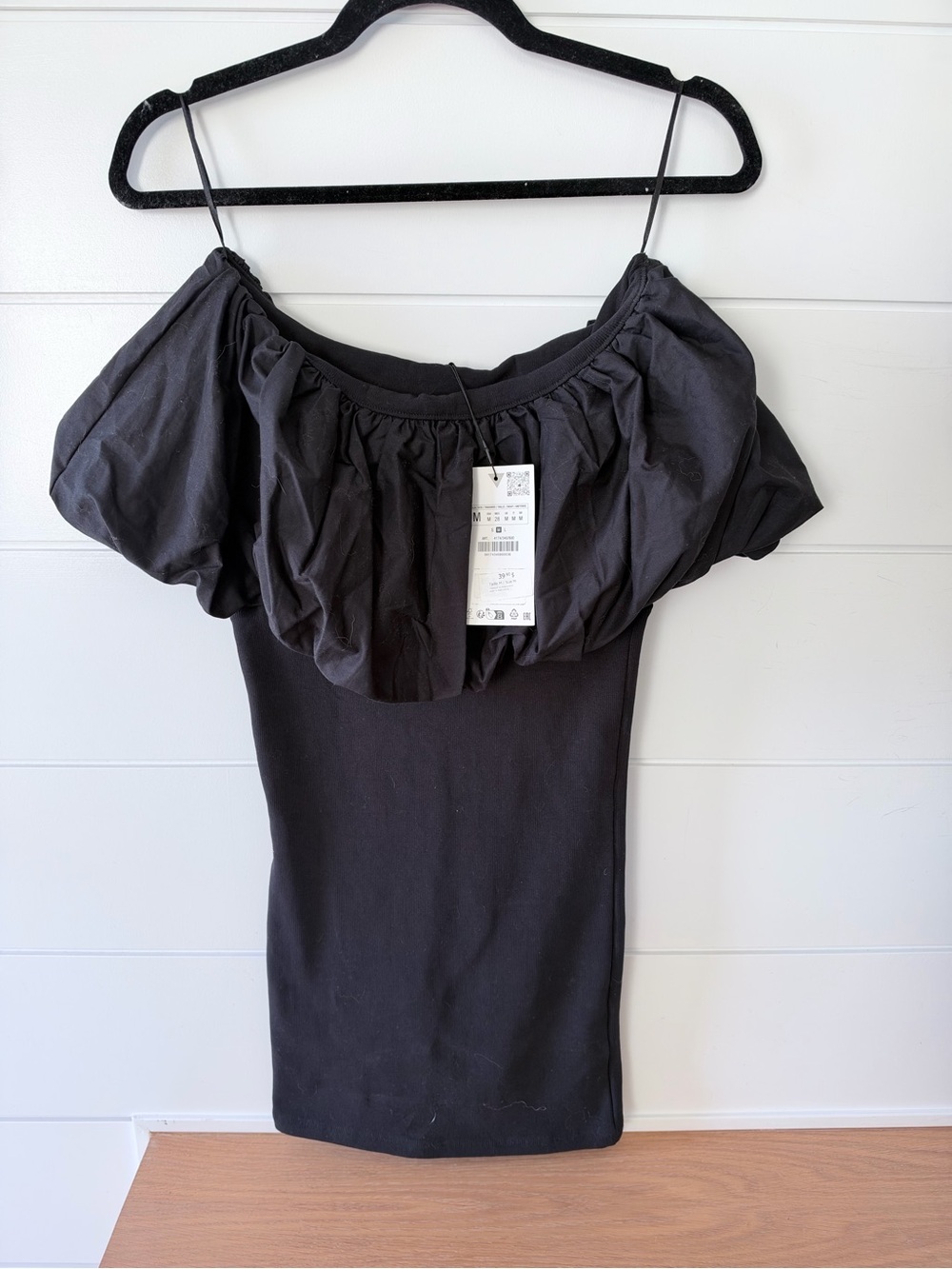Off-Shoulder Black Ruffle Women’s dress
